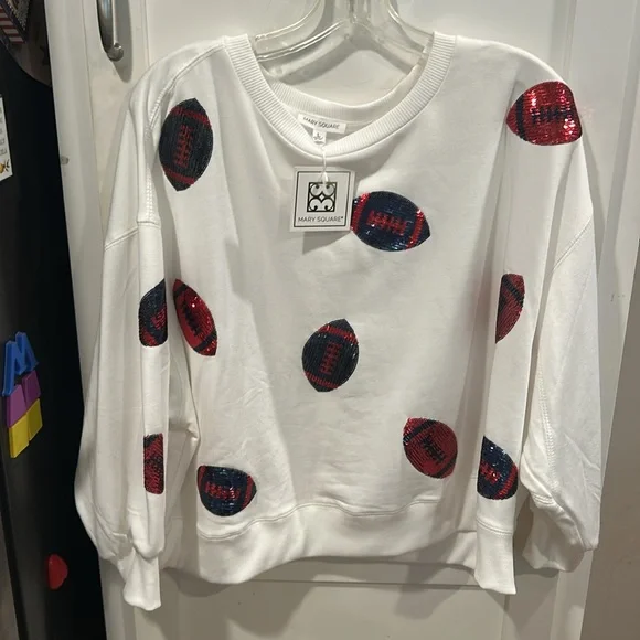 Mary Square Football Patterned Sweatshirt - Picture 1 of 6